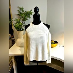 Rag & Bone white cotton cold shoulder sweater